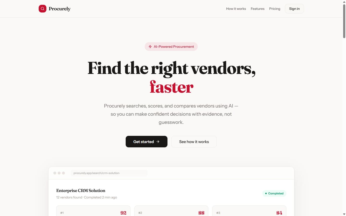 Procurely — Find the right vendors, faster