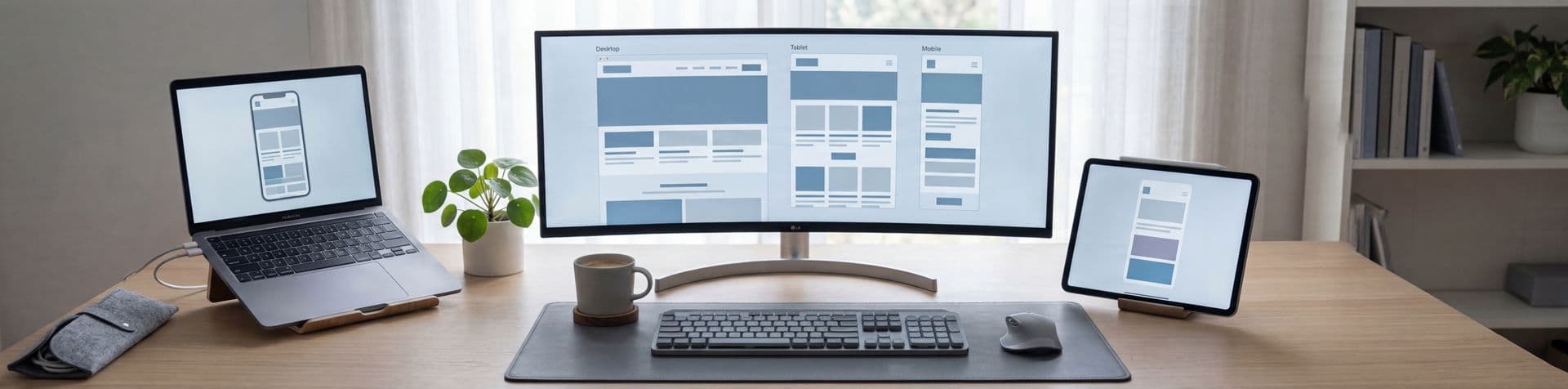 Web application displayed across multiple screen sizes